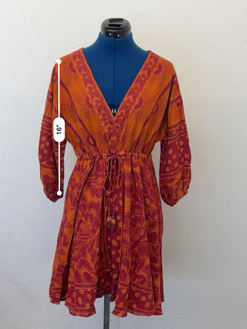 FARM Rio Anthropologie Orange Tunic Mini Dress Size S - Picture 9 of 11